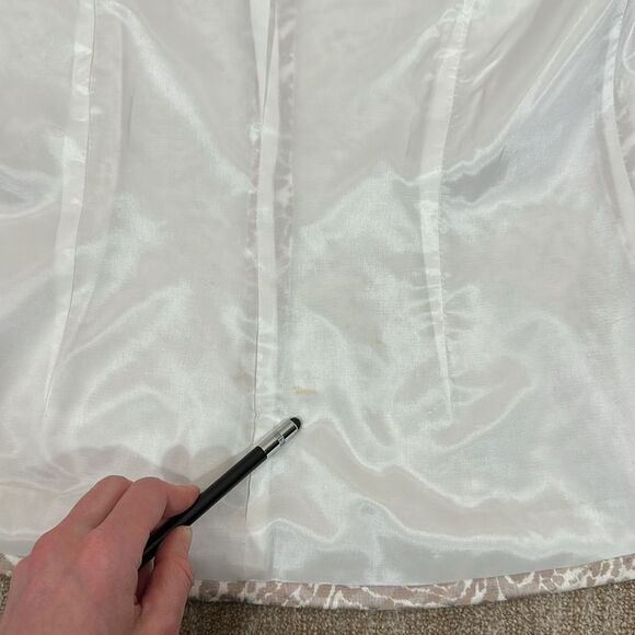 Neiman Marcus Silk Blend Jacket Blazer Animal Print Taupe Cream White Military 6 - Picture 8 of 9